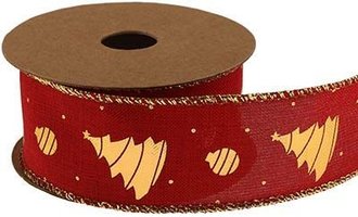 Stuha juta vnon 4 cm, 5 m AJ1739 2-RED/GOLD